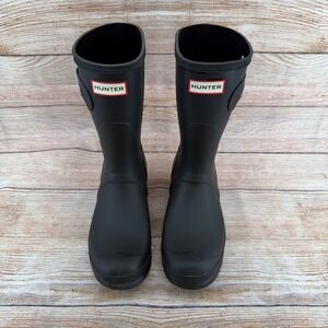 Hunter Original Short Black Matte Waterproof Rain Boots Womens 9M 1881032